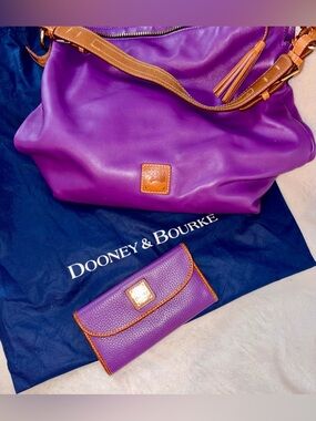Dooney & Bourke Purple Leather Hobo Bag & Matching Wallet 💜
